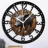 25cm Circular Iron Wall Clock with a T-Rex Skull