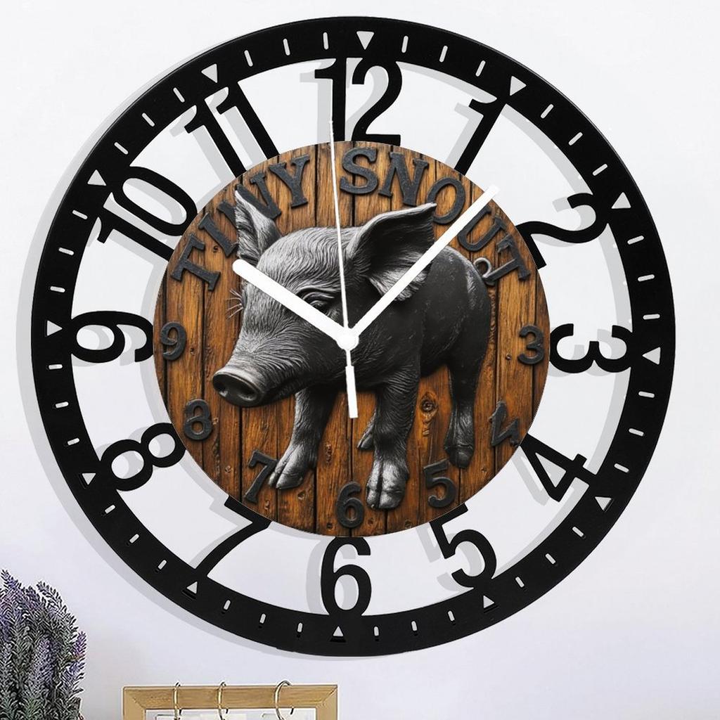 25cm Circular Iron Wall Clock with a T-Rex Skull
