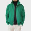 Men's Green Stand Collar Cardigan Sweater - European and American Style Winter Half Turtleneck