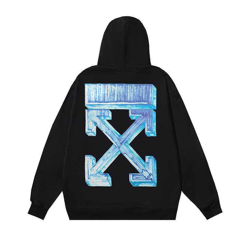 1237 Off-White 2025 Autumn and Winter New OW Three-dimensional Square Arrow Pattern Men's and Women's Hooded Sweatshirt
