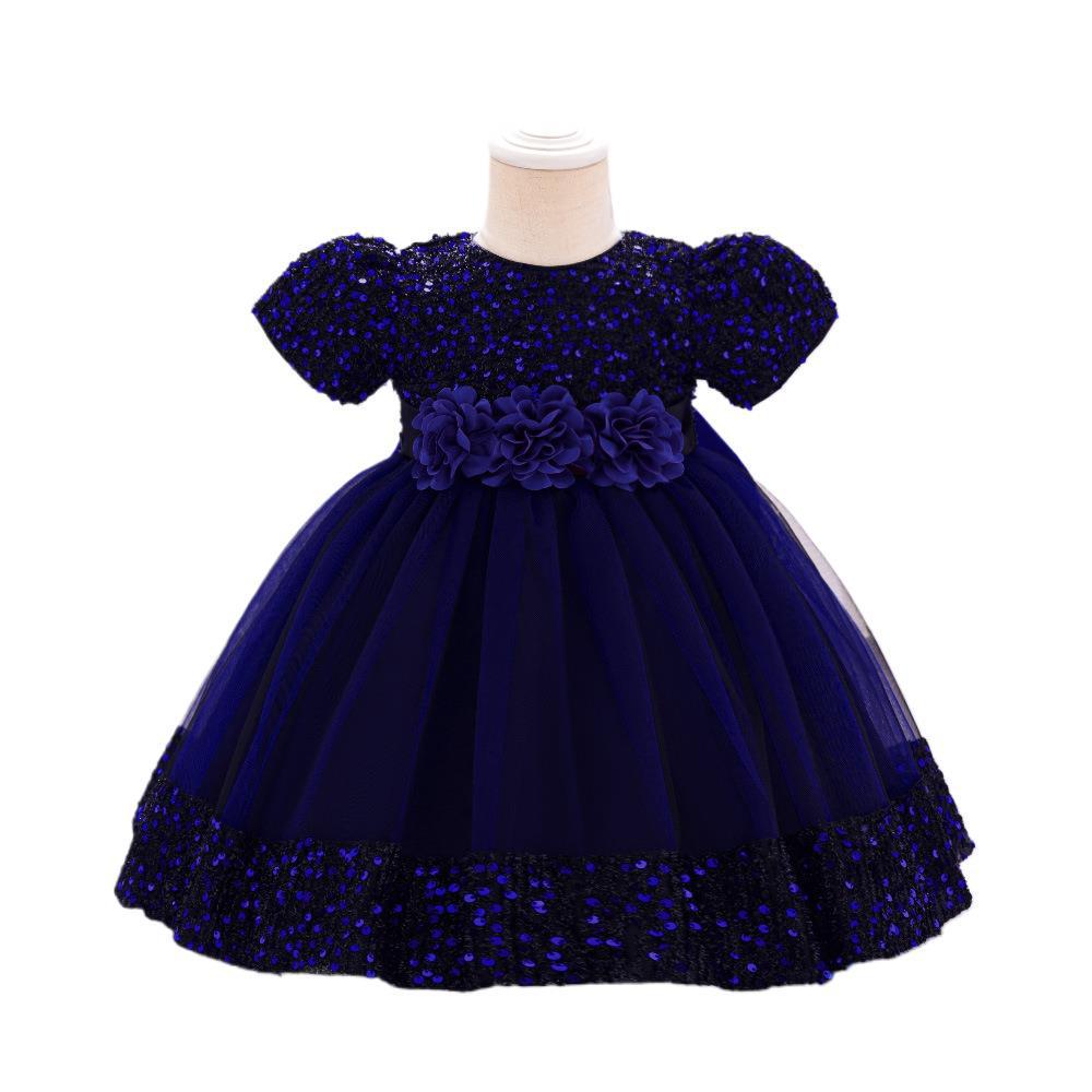 Mädchen Kurzarm Pailletten Puffrock Prinzessinnenkleid - Kinder Festkleidung