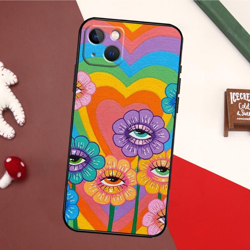 Cute Indie Hippie Case For iPhone 16 15 14 13 12 Mini 11 Pro Max X XR XS 7 8 Plus Soft Bumper Cover