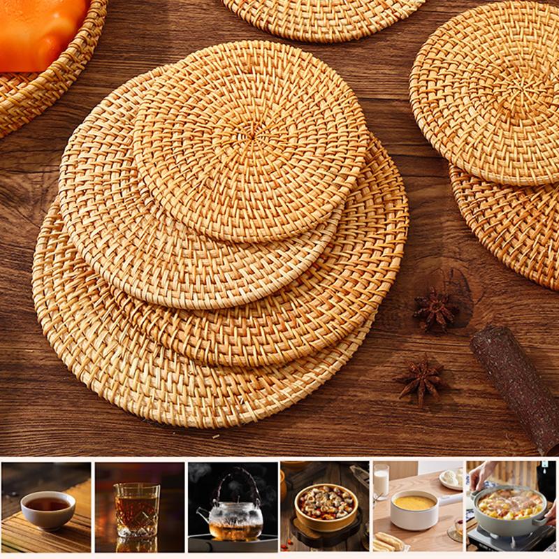 Rattan Heat-Insulating Mat Table Mat Anti-Scalding Pot And Plate Mat High-Temperature Resistant Teacup Mat