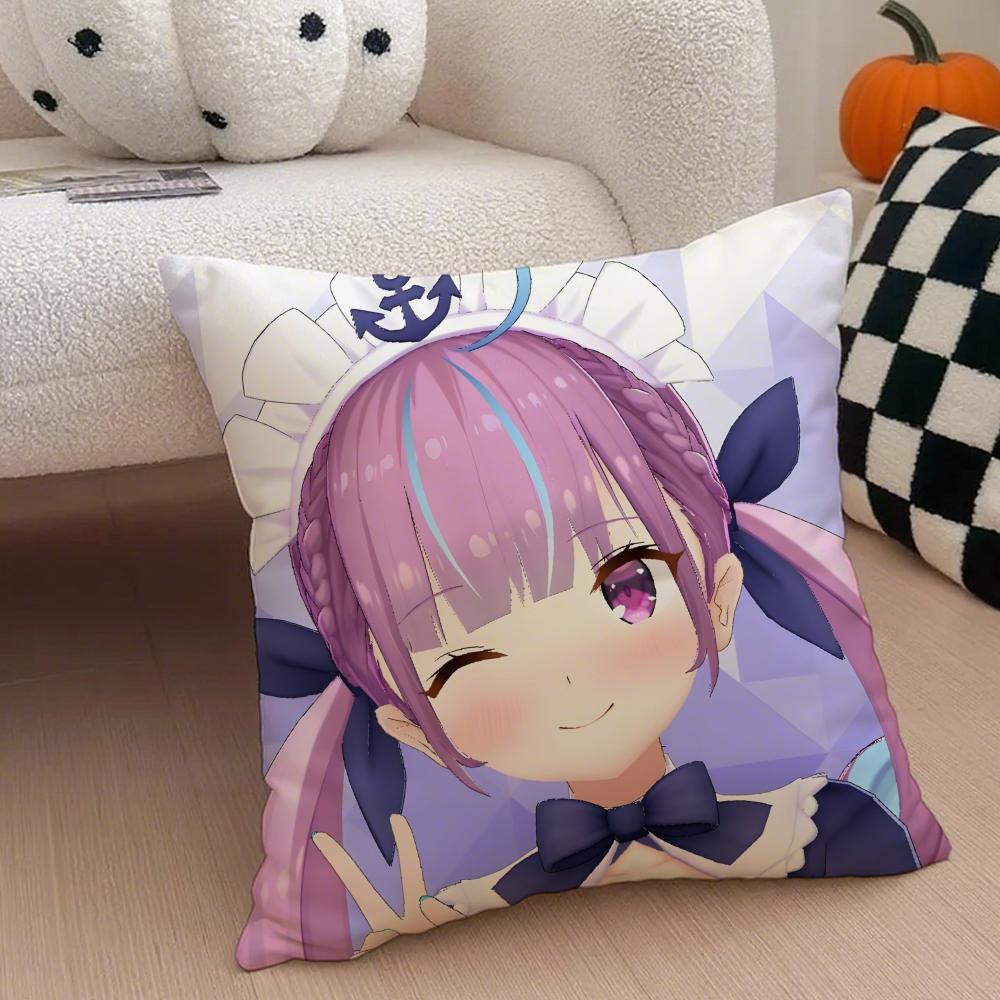 HHololive MMinato Aqua Cushion Cover Throw Pillow Cover Hidden Button Durable Polyester Chair Cushion