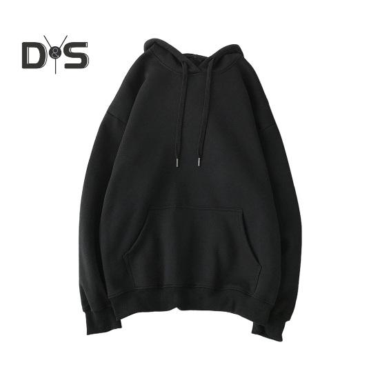 

Осень-зима Мужская бейсбольная толстовка с капюшоном Свободный однотонный свитер с большим карманом и завязками на шнурке С капюшоном Эластичные манжеты Средняя длина Повседневная одежда Топ M чёрный