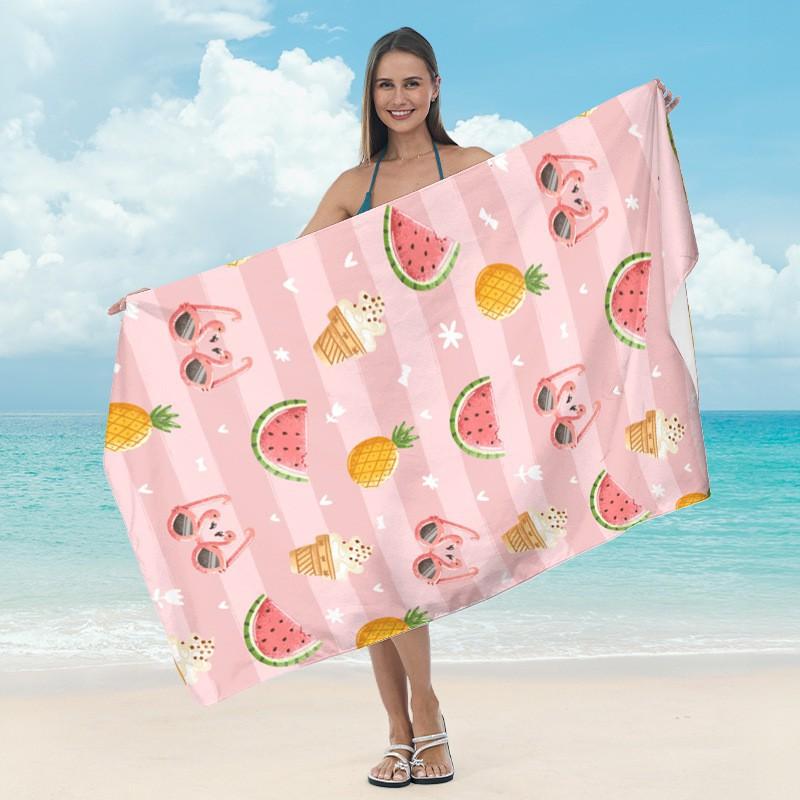 Ultrafine Microfiber Quick-Dry Beach Towel Adults Digital Print Sports Swim Cover-Up Gym Fitness Lightweight Absorbent Blanket