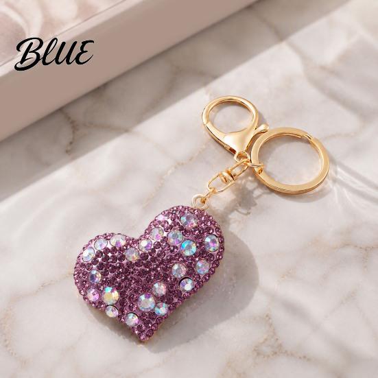 Heart Shaped Key Holder Sparkling Rhinestone Love Keychain  Zinc Alloy Car Ring Ring Handbags Backpacks Purse Charm Accessory Gift for Women Chain