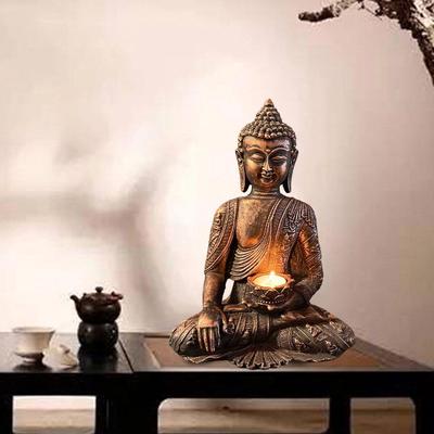 Buddha Holder Tabletop Tealight Decor Statues Collectible Figurines for Relaxing Gift