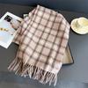 New Morandi Color Imitation Cashmere Autumn and Winter Warm Versatile Shawl Scarf Plaid Fringed Women's Scarf