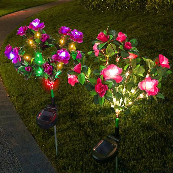 LED Solar Flower Light IP65 Waterproof Automatic ON/OFF Simple Installation