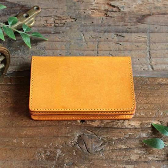 LITSTA Combination Color Business Card Holder Wide Gusset Plenty Italian Leather Yellow YELLOW (pueblo)