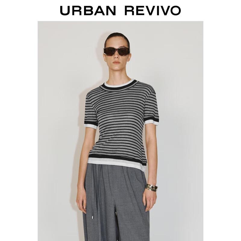 UR 2025 Spring Women s Color Block Striped Short Sleeve T-Shirt S