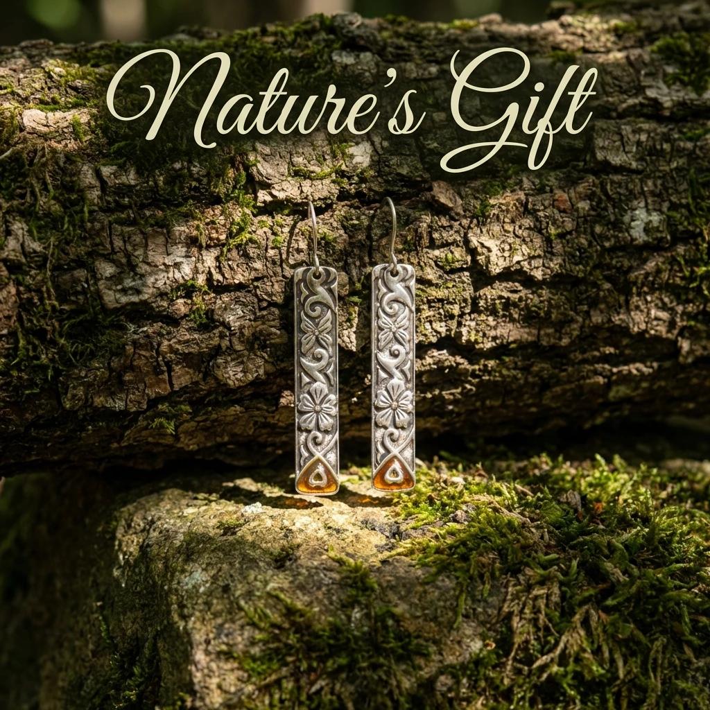 Vintage Floral Engraved Bar Drop Earrings For Women Boho Silver Color Dangle Earring Ethnic Vacation Jewelry Gift