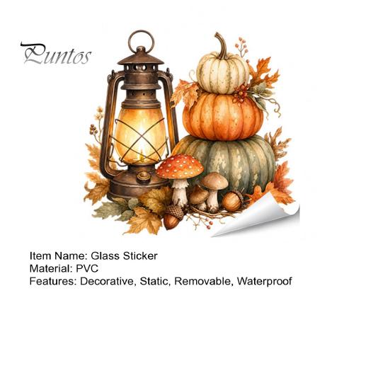 Durable Window Clings for Glass Autumn Maple Leaf Pinecone Scarecrow Pumpkin Static Clings, Waterproof PVC Film Stickers, Removable Seasonal