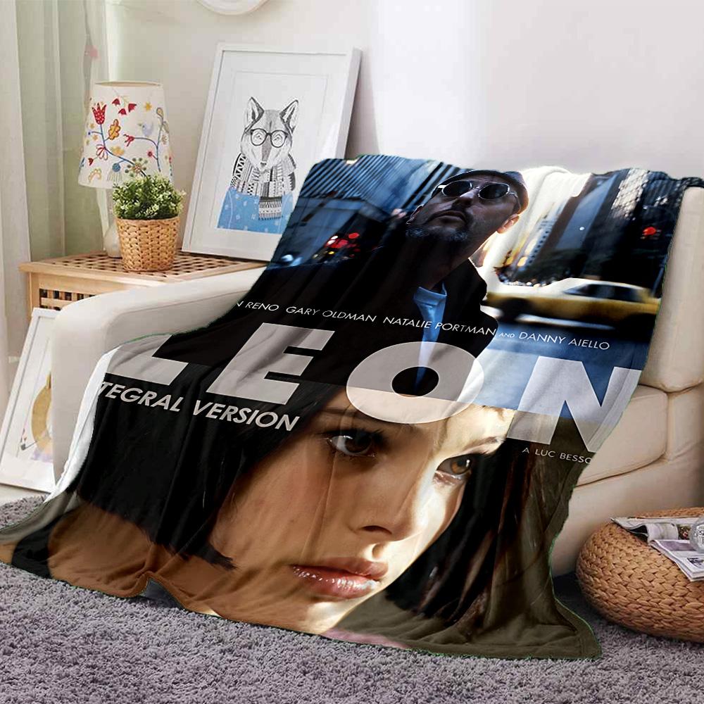 Leon Movie Poster Flannel Blanket Super Soft Warm Cozy Blanket for Sofa Bed Office Travel All‑Season Home Decor Gift