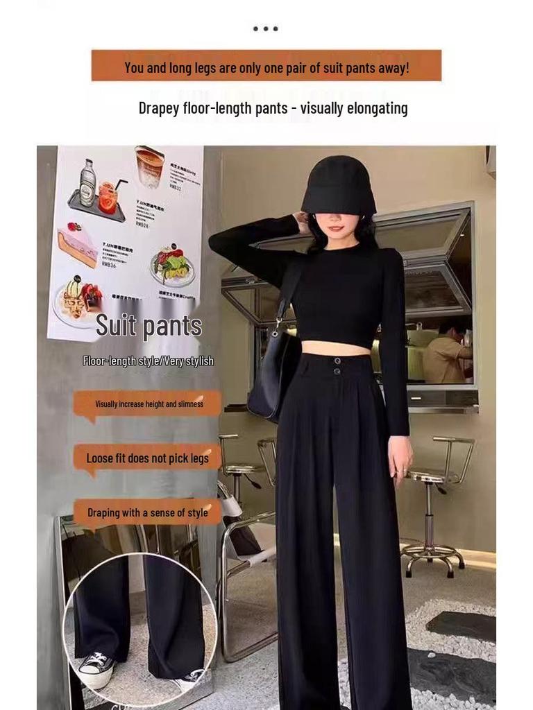 Spring/Summer Women's Versatile Slimming Slim-Wide Leg Pants - Casual Drapey, Loose-Fit Trendy Suit Pants