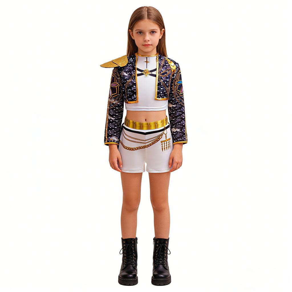 Demon hunter girl group cos suit K-POP Korean wave superstar Rumi performs in the same song suit stage suit
