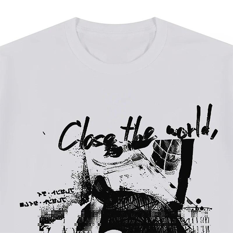 Serial Experiments Lain Close the World Aesthetic Unisexga Anime Iwakura T-shirt Cotton Unisex T Shirt New TEE TSHIRT Womens Tops