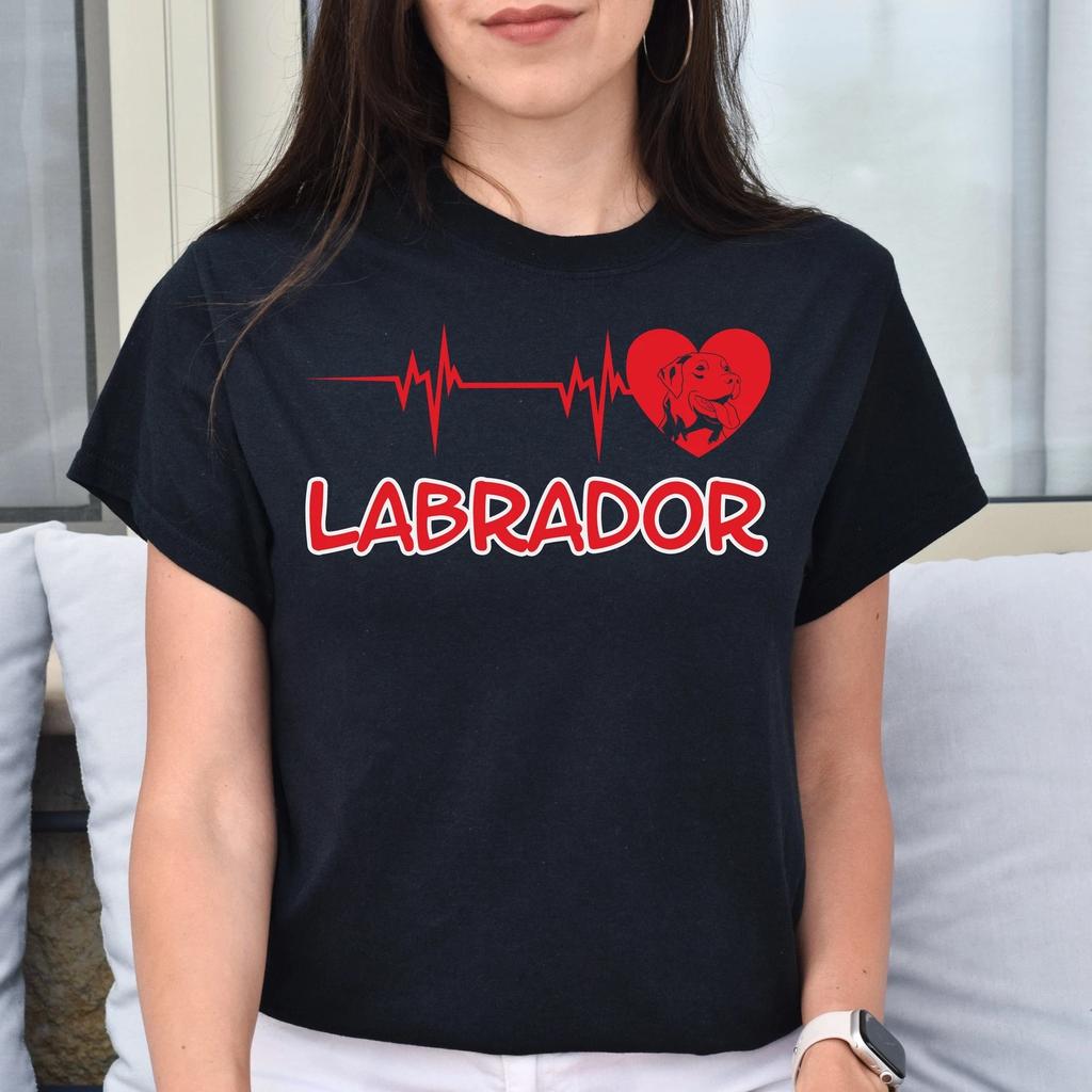 Labrador Heartbeat Unisex T-shirt Gift Labrador Mom Tee Black Navy Dark Heather