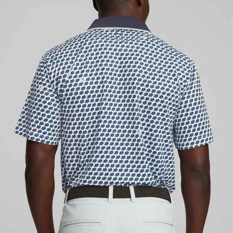 Puma All Over Print Casual Short Sleeve Polo Shirt Men Tops Dark-Blue 538971-01