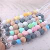 Pacifier Clip Baby Girls Silicone Teething Beads Paci Holder Soothie Clips Teether Toy Chewbeads Toddler Birthday Shower Gift