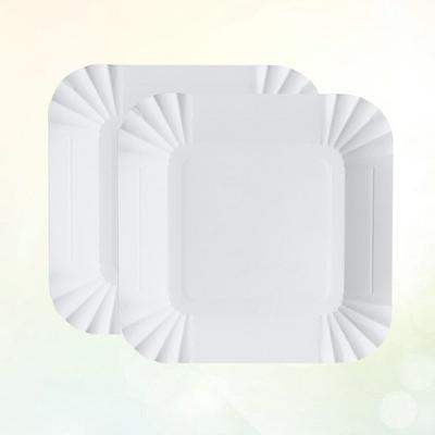 100pcs Disposable Paper Plates Square Storage Tableware Plate for Cake Dessert Fruits Snacks (White)