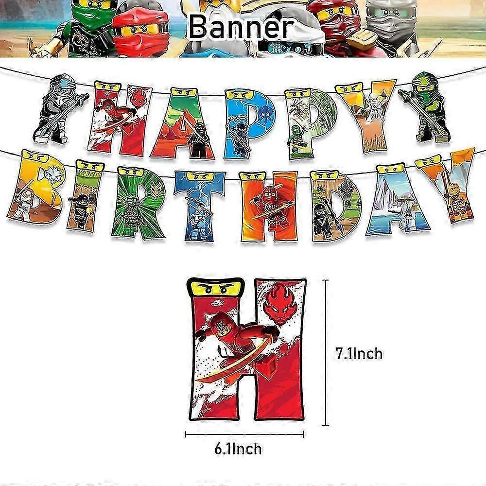 Ninjago Theme Kids Boys Happy Birthday Party Decoration Balloon Banner Cupcake Toppers Kits