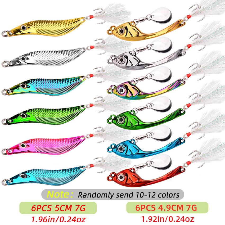 

12 шт. Спиннербейт Металлический Виб Рыболовная Приманка Троллинг Вращающаяся Блесна Воблер Тонущая Жесткая Приманка с Блестками Песка Для Окуня Щуки