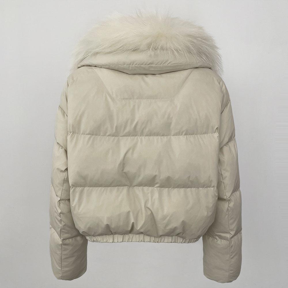 OFTBUY Geacă de Iarnă Femei Guler Mare din Blană Naturală de Raton Real, Gros, Cald, Puf de Rață, Scurt, Îmbrăcăminte Exterioară, Streetwear, Larg, Casual
