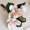 1 Bunch 3 Heads Artificial Magnolia Flower Magnolia Bouquet Foam with Leaves Arrangement for Home Living Room Wedding Bedroom Floor Vase Decoration