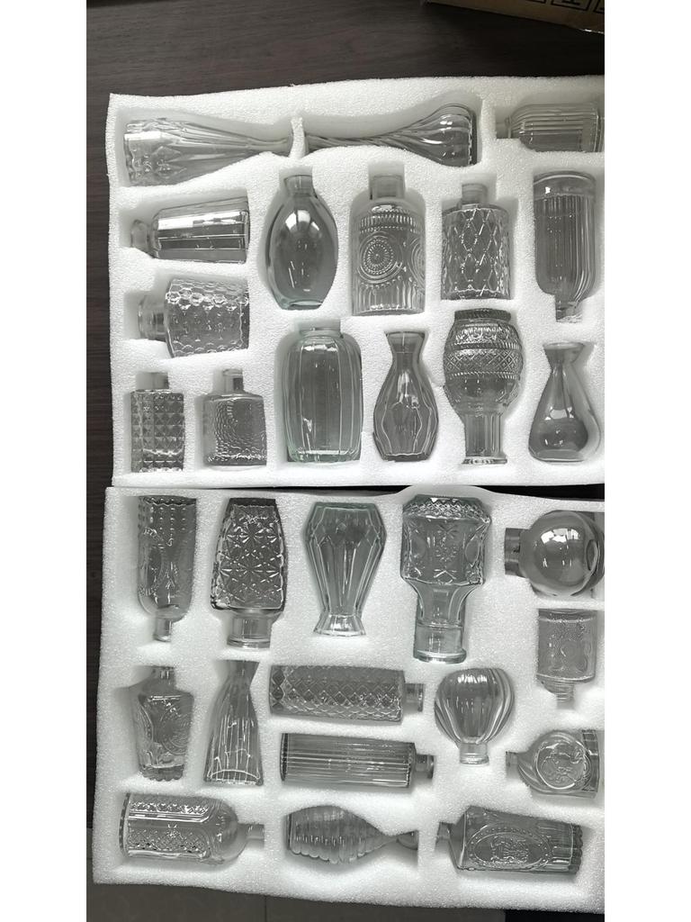 High-End Retro Glass Vase Set: Floor-Standing Transparent Ornaments In Soft Ins Style