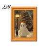 Festive Home Office Whiteboard Magnets Small Fridge Picture Frame Funny Ghost Pattern Magnetic Vintage Decorative for Metal Surfaces Mini Gold Frame