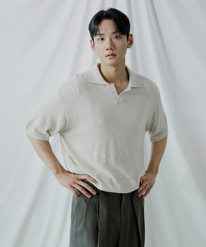 POLYGRAM Boucle Open Collar Half Knit - 8 Colors (Type A)