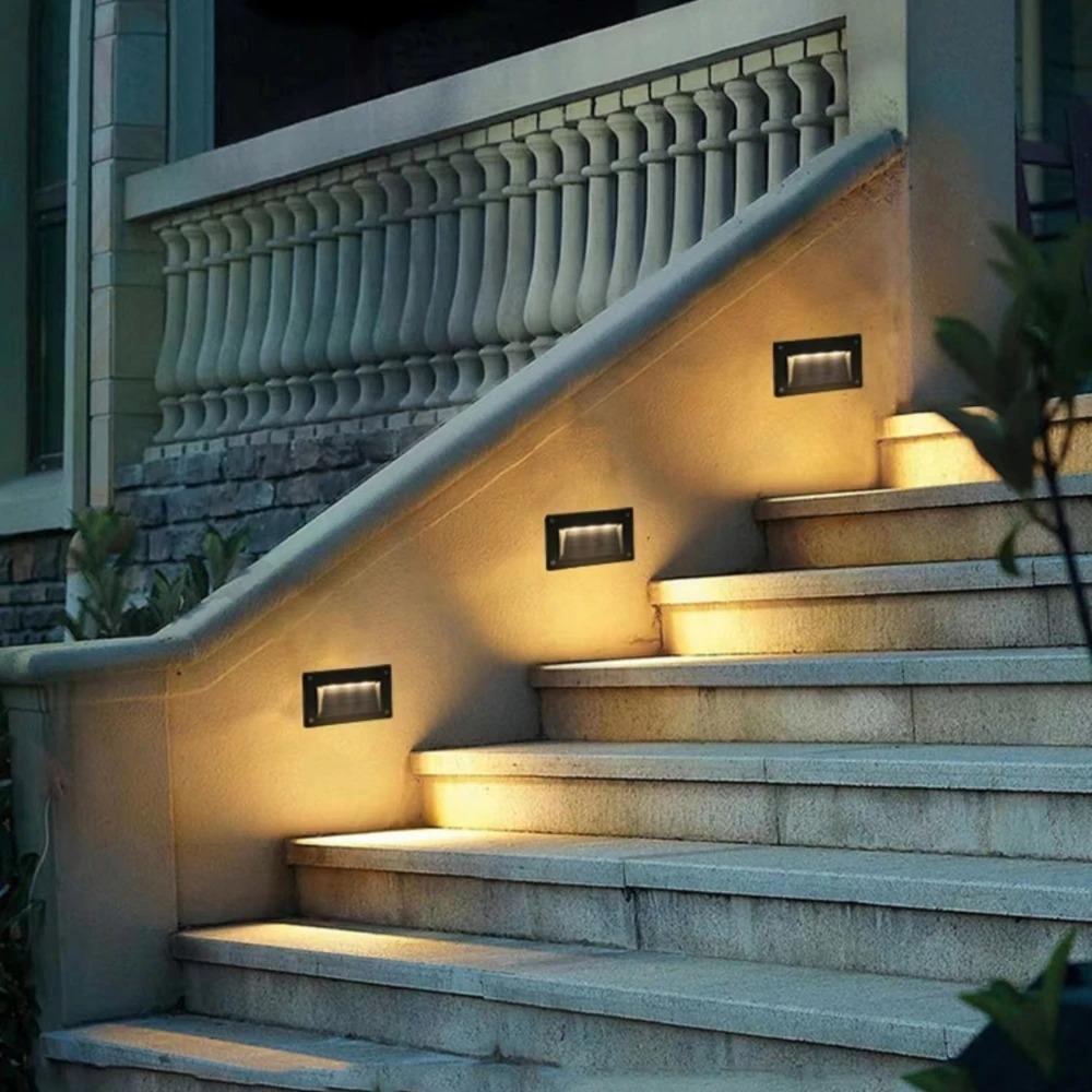 LED Wall Lamp 3000K LED Stair Light Step Light Recessed Buried Lamp Indoor/ Outdoor IP68 Waterproof Staircase Step Lights