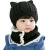 Miaotti Baby Knit Hat and Neck Warmer Set for with Cold One Size Fits All Ages Newborns, Winter, Ears, Protection, 0-2 (Black)