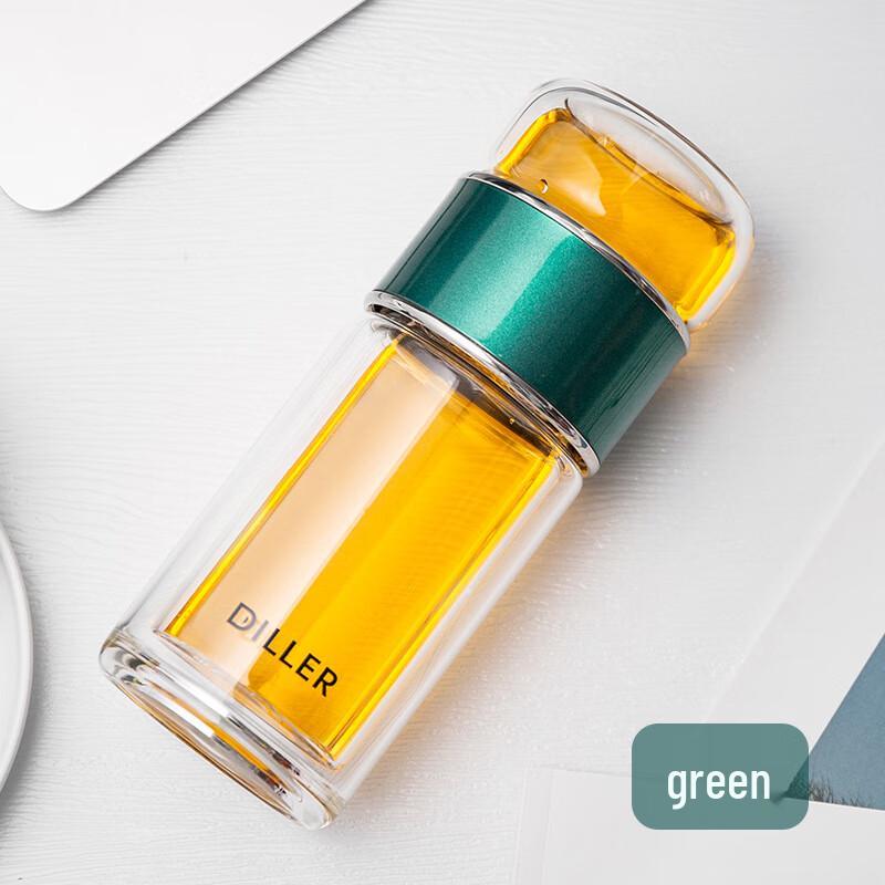 Dileber High Borosilicate Double Wall Tea Infuser Glass Cup