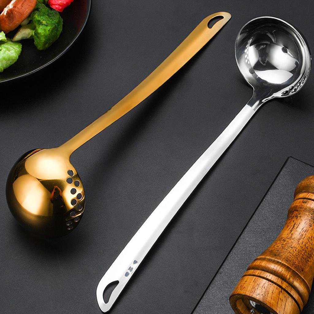 Multifuntional 201Stainless Steel Skimmer Cooking Strainer Spoon with Long Handle Food Strainer Spoon for Cooking