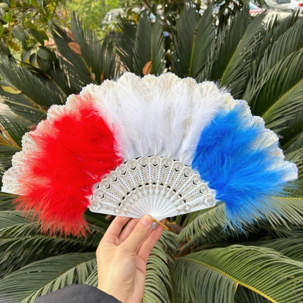 Plastikrahmen Feder Faltfächer Chinesischer Stil Spitze Fächer Tragbar Retro Handfächer Modenschau