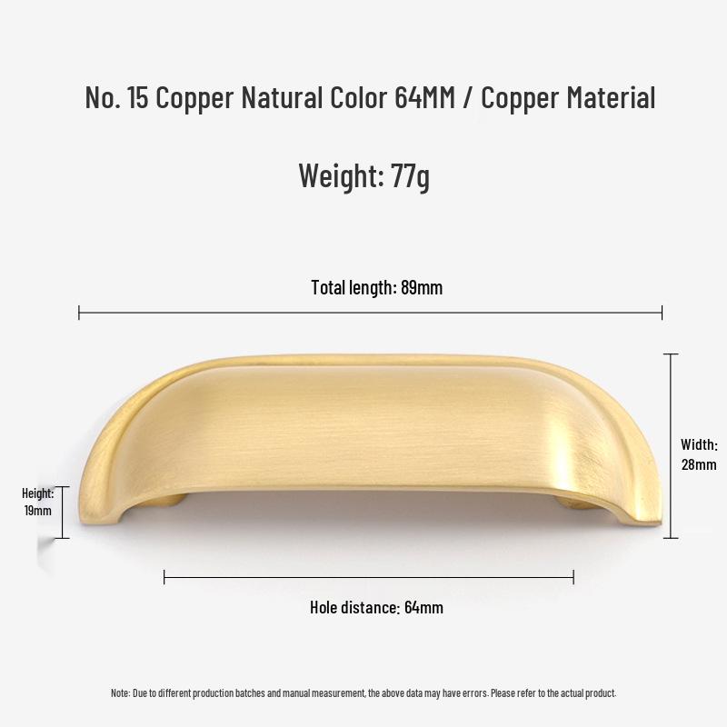 French Light Luxury Gold Brass Drawer Pull Handle