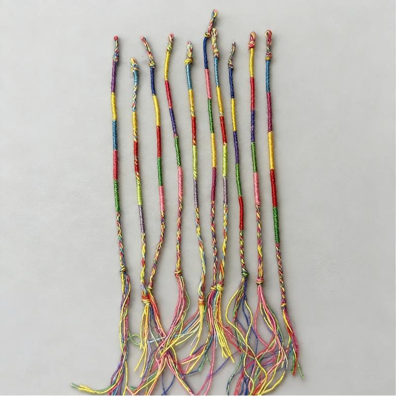

10 шт./комплект Разноцветные Браслеты веревочные Радужный Цвет Смешанный Плетеный Браслет с кисточкой Для женщин Мужчин Нитяной Узел Ручной работы Подарок Случайный