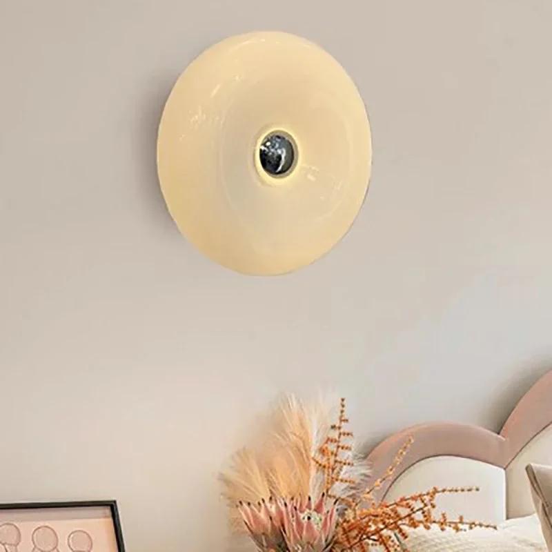 Modern LED Wall Lamp Glass Donut Wall Sconce For Living Room Bedroom Bedside Hallway Staircase Balcony Decor Lighting Fixtures