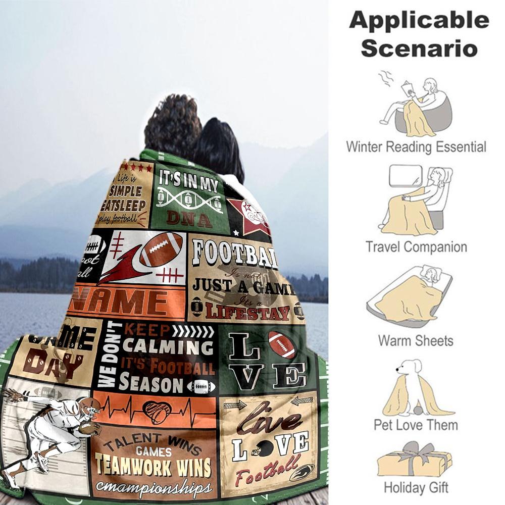 Rugby Style1 Customize Text Blanket Lightweight Customizable Blanket Soft & Cozy for Home Decor Sofa Living Room Bedding All-Season Use