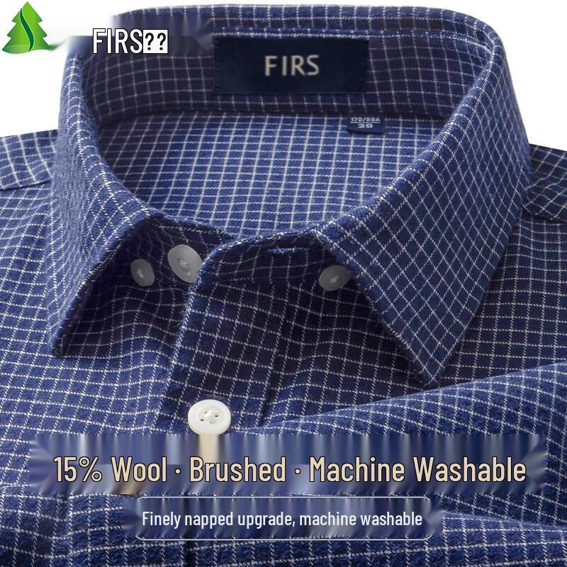 Men's Merino Wool Blend Brushed Long-Sleeve Shirt