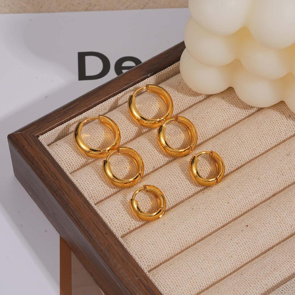 Women’s High-End Metallic Gloss Hoop Earrings, Luxurious Niche Design, 2024 Trendy Ear Hoops