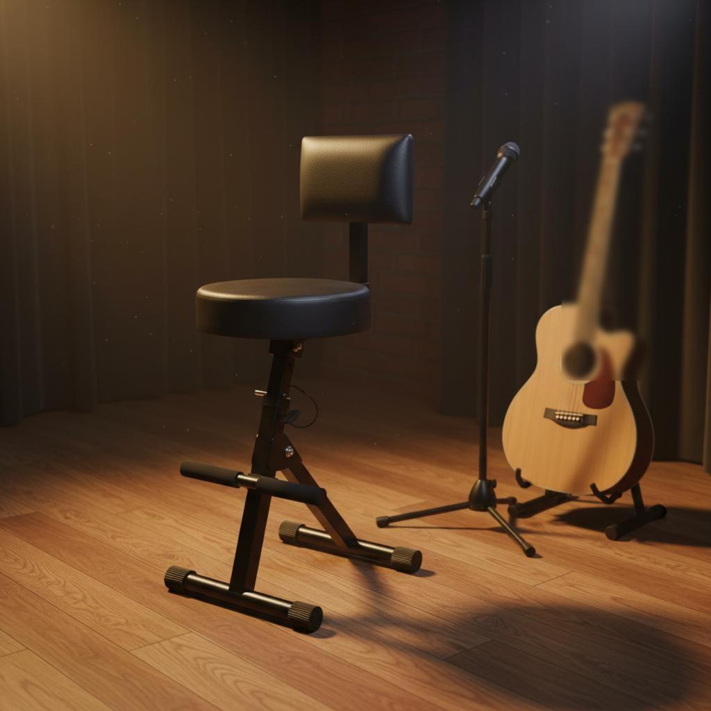Backrest Guitar Stool Foldable Folding Guitar Stool Playing Seat Non-Slip Feet Music Gear Heavy-Duty For Stage
