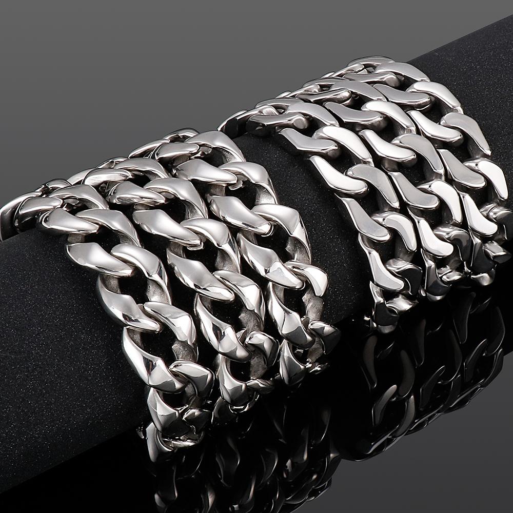 Massive Solid 316L Stainless Steel Necklace for Men High Polished 14/16MM Wide 55/60CM Long Cuban Link Chain Men's Necklaces Man
