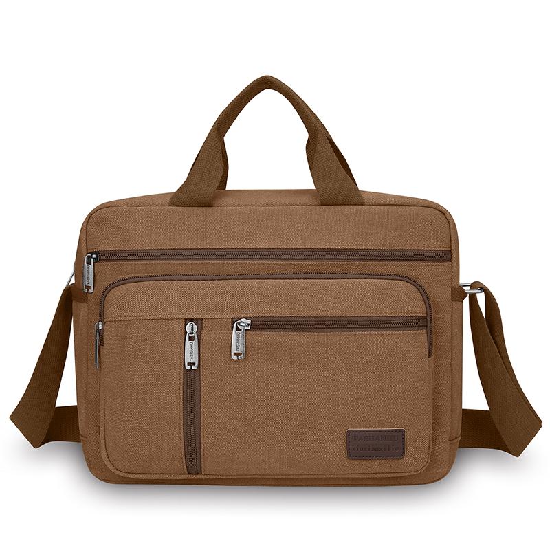 Classic Canvas Messenger Bag - Men's Crossbody Shoulder Tote for Work & Travel (Water Resistant Durable Handbag)