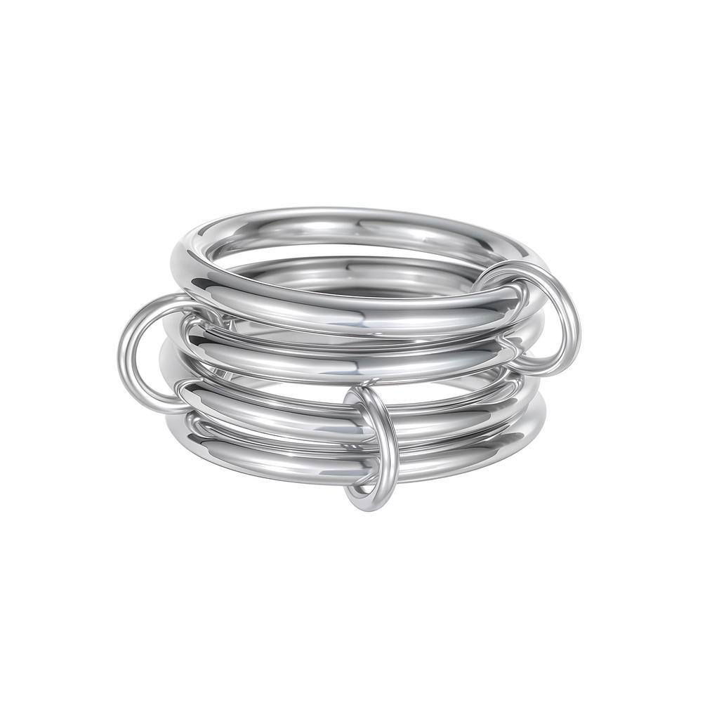 Stainless Steel Multilayer Stackable Finger Ring Minimalist Waterproof 18K Gold Plated Connecting Ring Trendy Women Jewelry Gift