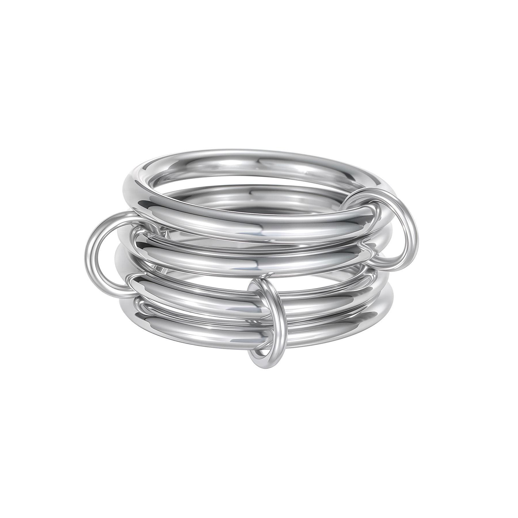 

Stainless Steel Multilayer Stackable Finger Ring Minimalist Waterproof 18K Gold Plated Connecting Ring Trendy Women Jewelry Gift 6 серебряный