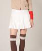 Mongbirdy Golf Warm Pleats Embroidered Brushed Skirt With Embroidery Point White